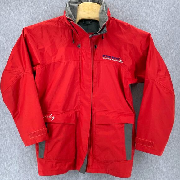 West Marine Third Reef Red Packable Hood Sailing Waterproof Rain Jacket Size 6 - Picture 1 of 10